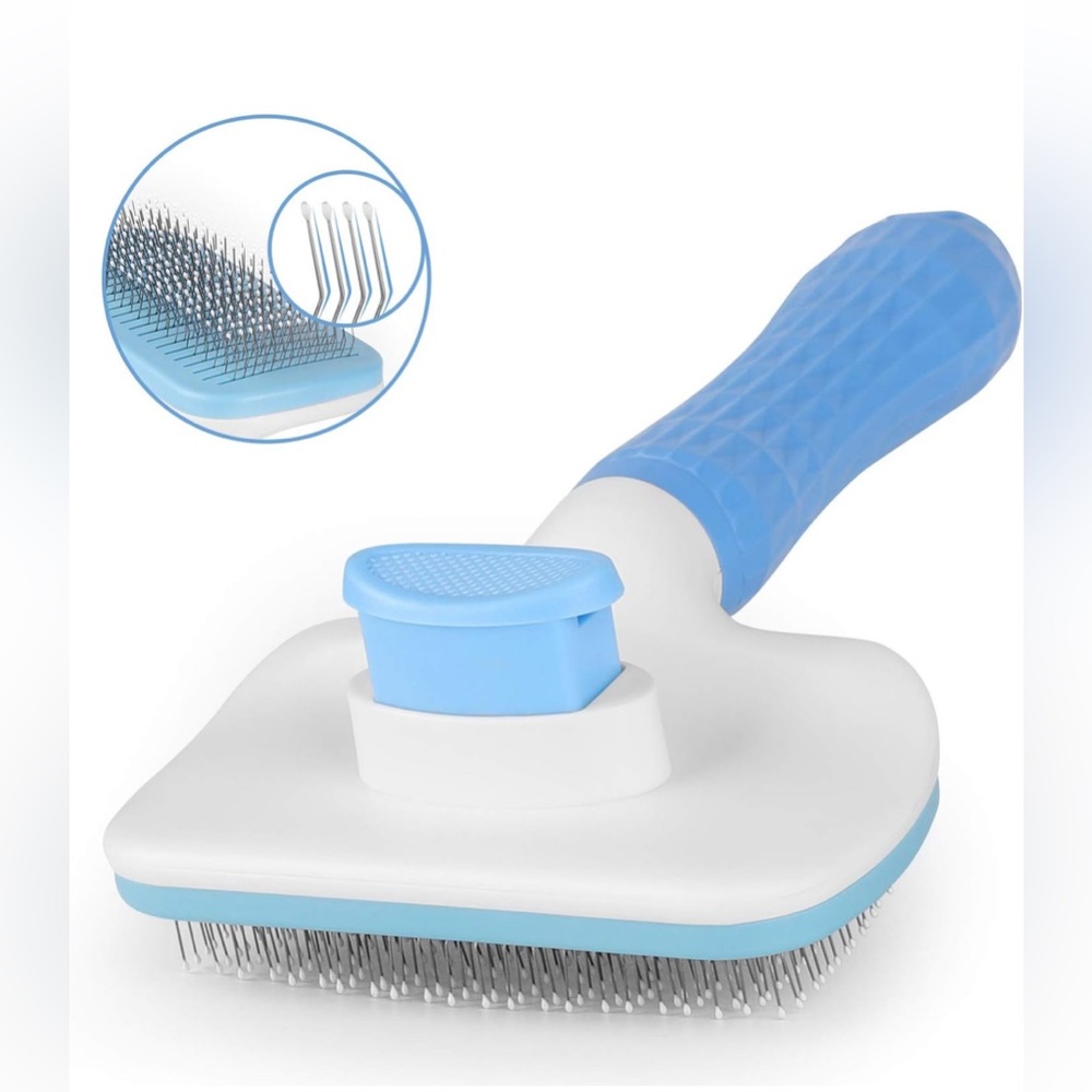 Blue and White Pet Grooming Brush